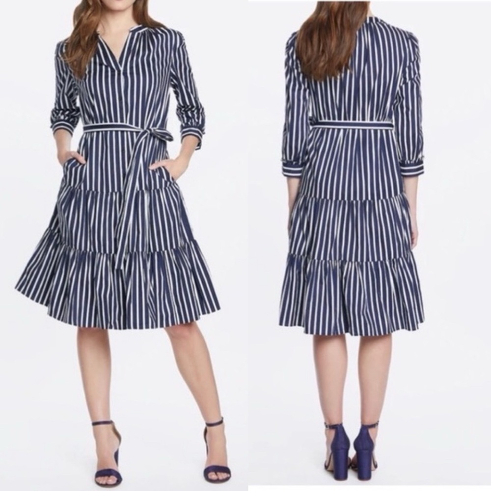 Draper James Loretta Navy and White Striped Cotton Dress